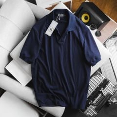 Áo thun polo vải sọc gân co giãn thời trang cỡ đại (mẫu 53)