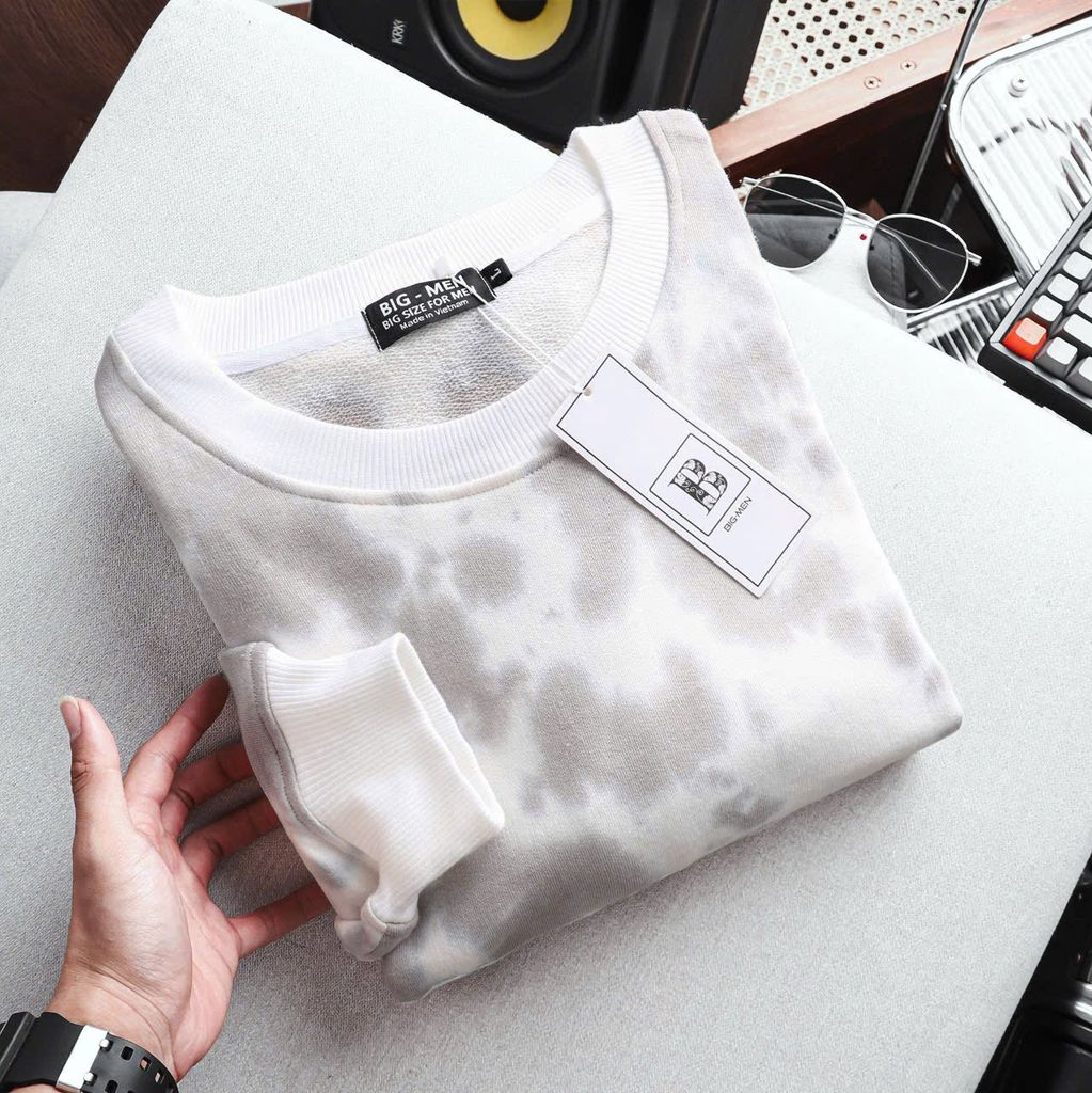 Áo khoác sweater chất vải nỉ loang màu thời trang bigsize nam< 140 kg