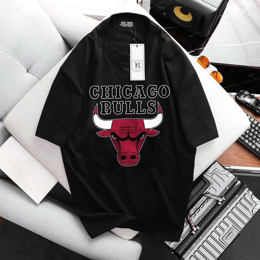 Set bộ quần áo cotton đồng bộ cá tính bigsize nam< 135 kg - bộ bull đen