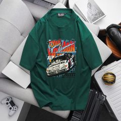 Áo thun cotton nhiều màu in Xe Đua cá tính bigsize nam< 135 kg