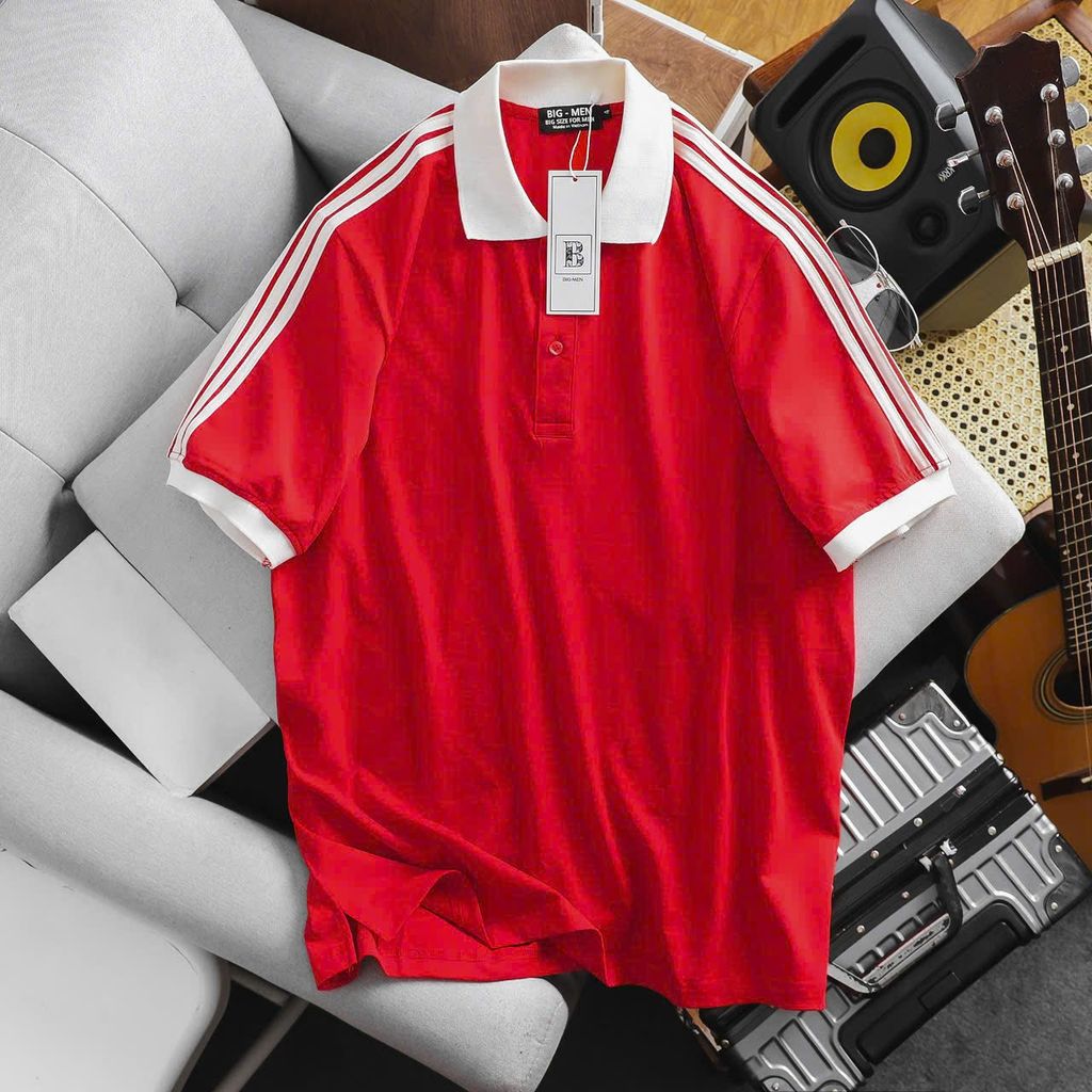 Áo thun polo vải cotton 3 sọc vai thời trang cỡ đại bigsize nam(mẫu 41)