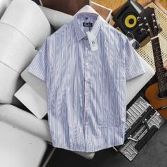 Bigmen.Bigsizemen- Áo sơ mi tay ngắn sọc dọc chất vải oxford thời trang bigsize nam 80-130 kg