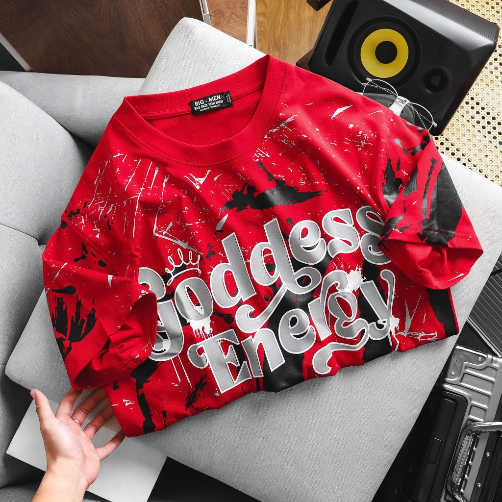 Áo thun big size unisex màu đỏ in lụa chữ Goodness độc lạ 85-130kg