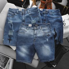 Quần short jean tông xanh lửa đen thời trang bigsize nam cỡ đại < 140kg