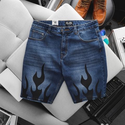 Quần short jean tông xanh lửa đen thời trang bigsize nam cỡ đại < 140kg