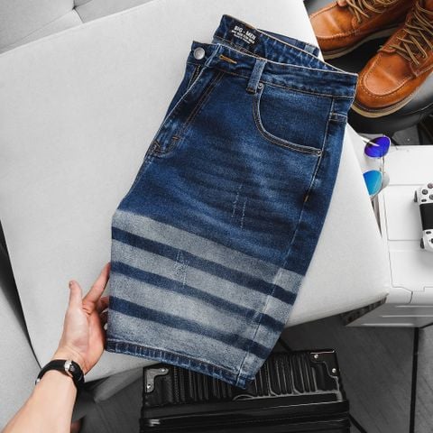 [bigsizemen] Quần short jean tông xanh sọc ngang thời trang bigsize nam cỡ đại < 140kg