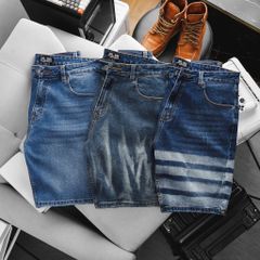 Quần short jean tông xanh wash thời trang bigsize nam cỡ đại < 140kg