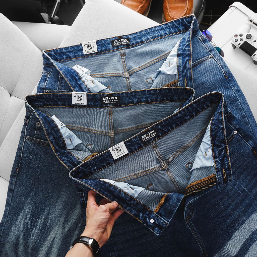 Quần short jean tông xanh wash thời trang bigsize nam cỡ đại < 140kg