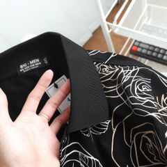 Áo thun polo in lụa họa tiết hoa hồng bigsize nam 85-135kg