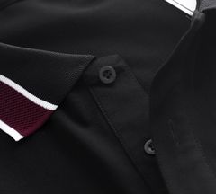 Áo thun polo màu đen chất vải cotton phối cổ tím độc lạ bigsize nam 85- 135 kg