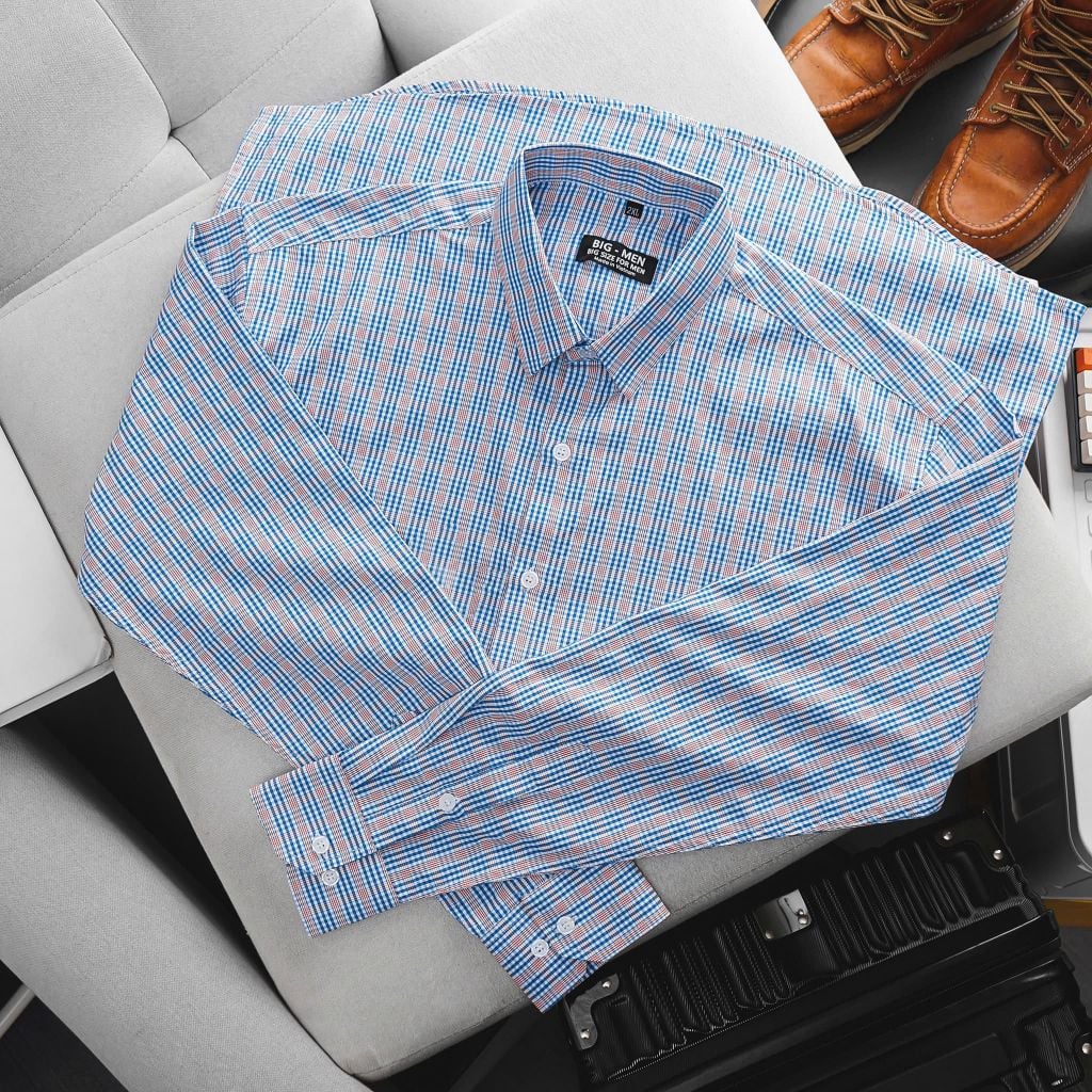 Áo sơ mi tay dài sọc caro thời trang bigsize nam 80-130 kg