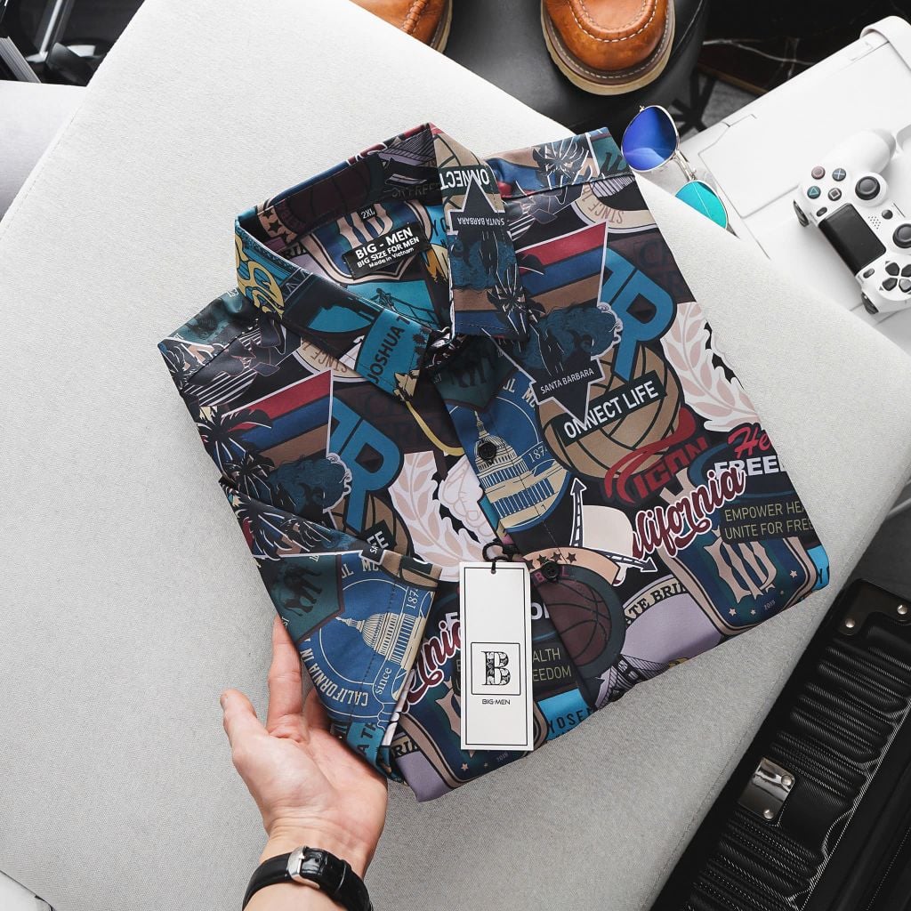 Áo sơ mi tay ngắn họa tiết 3D độc đáo bigsize nam 80- 130 kg