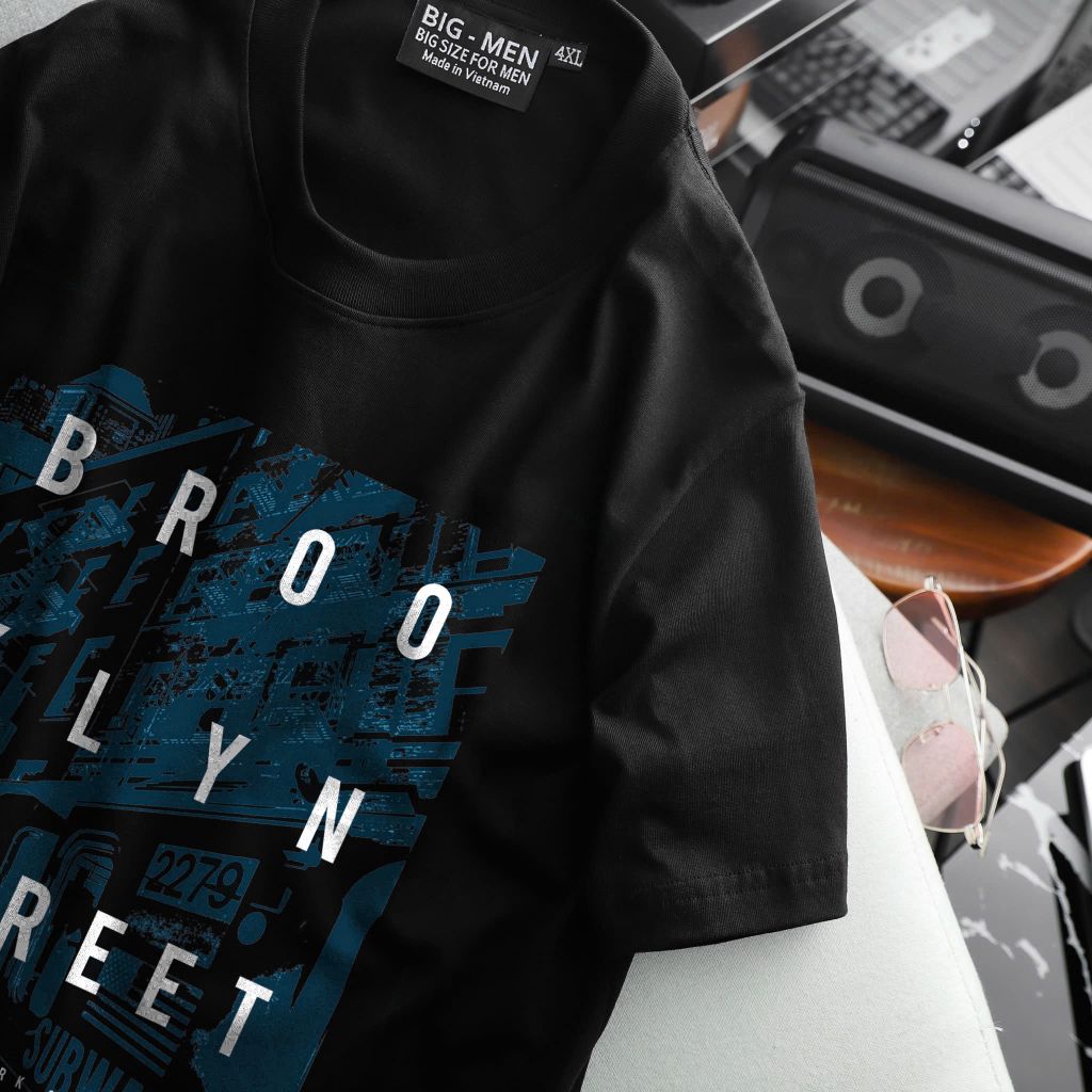 Bigmen.Bigsizemen - Áo thun chất vải cotton in Brooklyn độc lạ bigsize nam 85- 135 kg