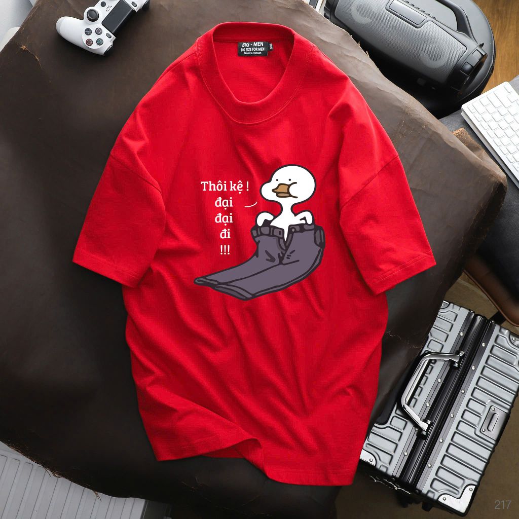 Bigmen.Bigsizemen - Áo thun chất vải cotton in Vịt hài hước, ngộ nghĩnh bigsize nam 85- 135 kg
