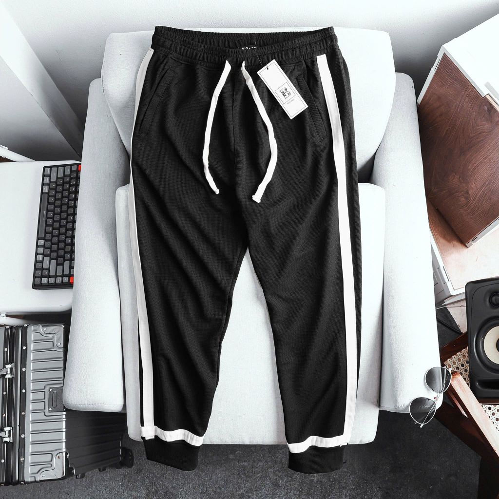 Set bộ quần áo dài tay chất vải cotton phối sọc cá tính bigsize nam < 140 kg
