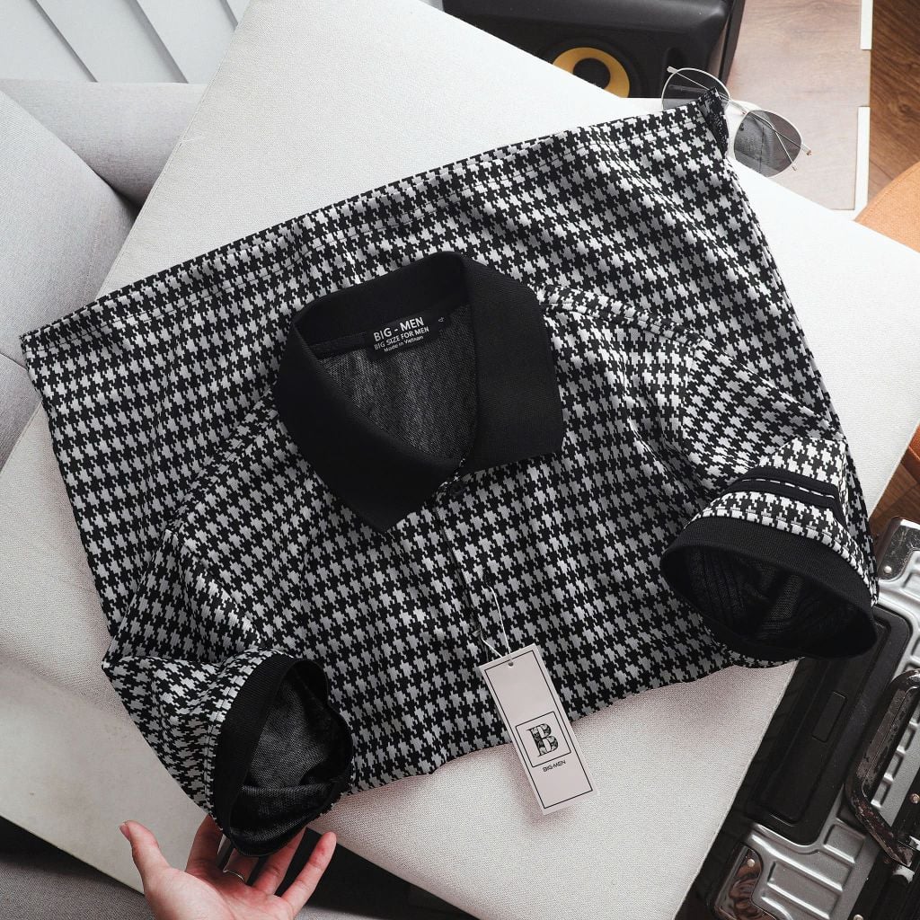 Áo polo chất vải umi phối hoa văn độc lạ bigsize nam< 135 kg