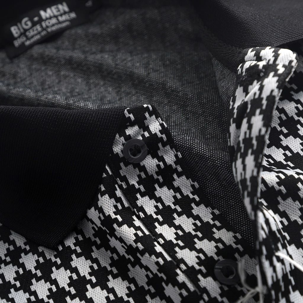 Áo polo chất vải umi phối hoa văn độc lạ bigsize nam< 135 kg