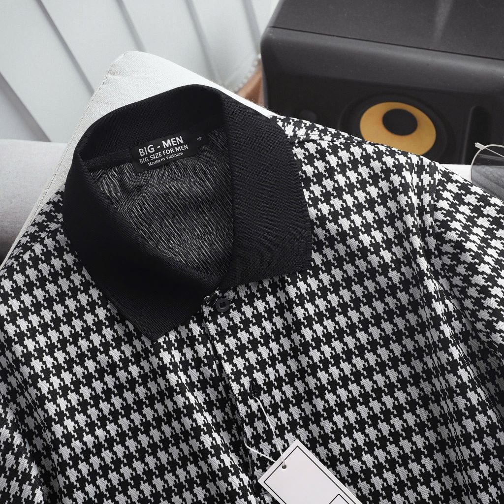 Áo polo chất vải umi phối hoa văn độc lạ bigsize nam< 135 kg