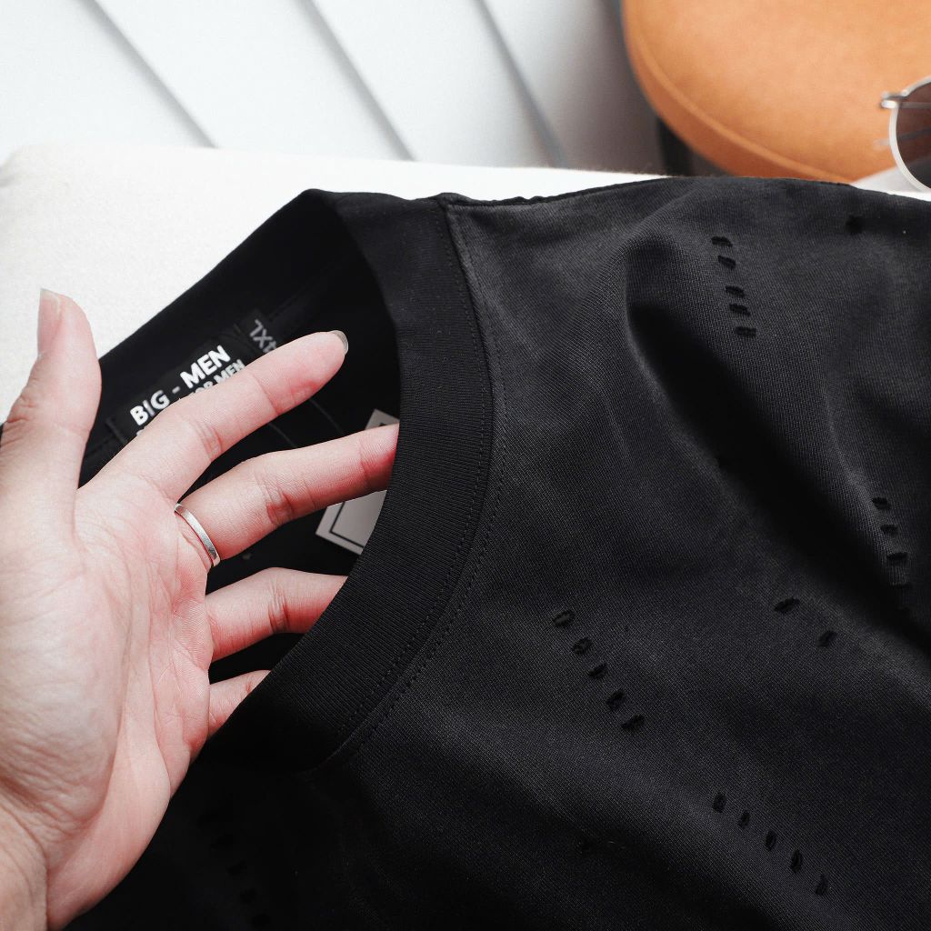 Áo thun chất vải cotton wash rách thời trang bigsize nam 85- 135 kg