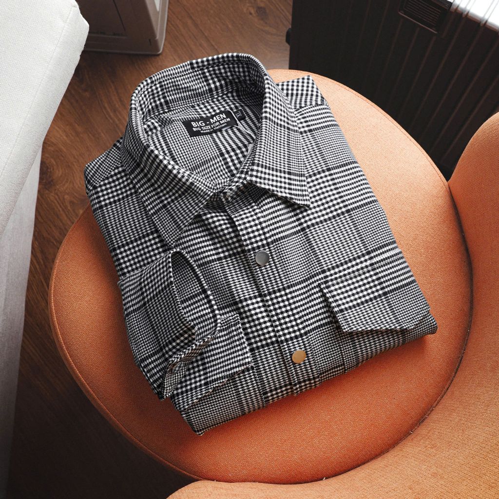 Áo khoác chất vải bố caro co giãn 4 chiều sang trọng, lịch lãm bigsize nam 90- 135 kg