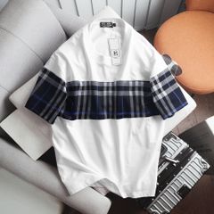 Áo thun chất cotton màu trắng phối caro cực sang bigsize nam< 140 kg