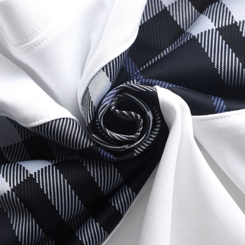 Áo thun chất cotton màu trắng phối caro cực sang bigsize nam< 140 kg