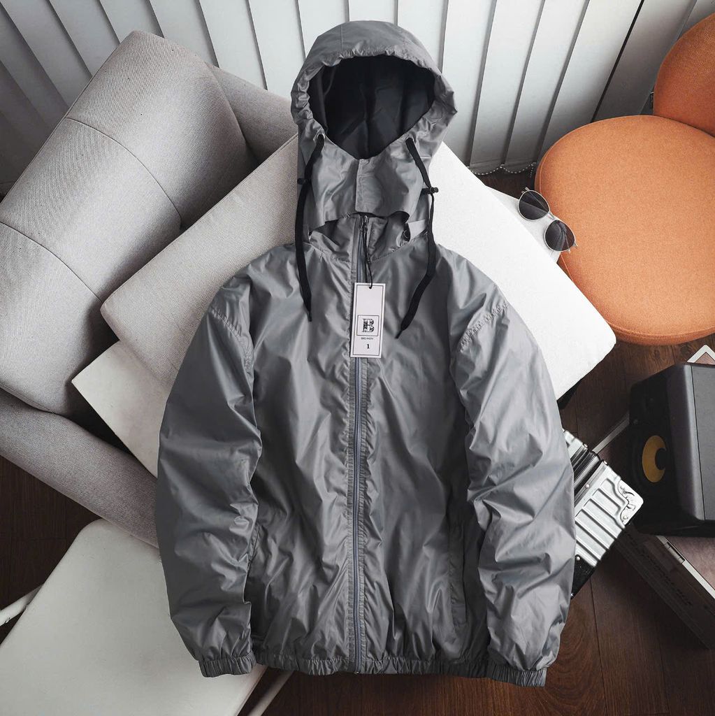 Áo khoác chất dù mỏng hai lớp nón có thể tháo rời 95- 135 kg- Dù nón cổ lọ