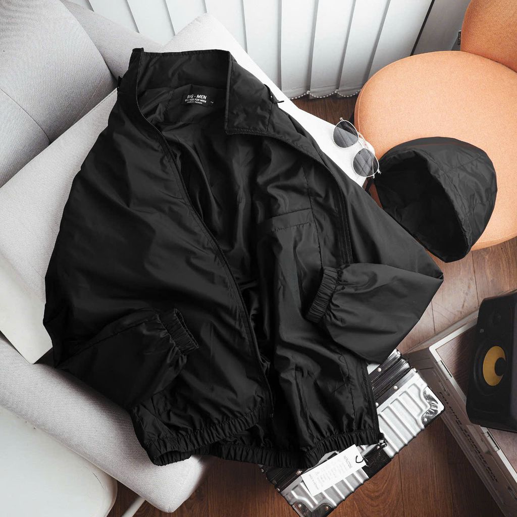 Áo khoác chất dù mỏng hai lớp nón có thể tháo rời 95- 135 kg- Dù nón cổ lọ