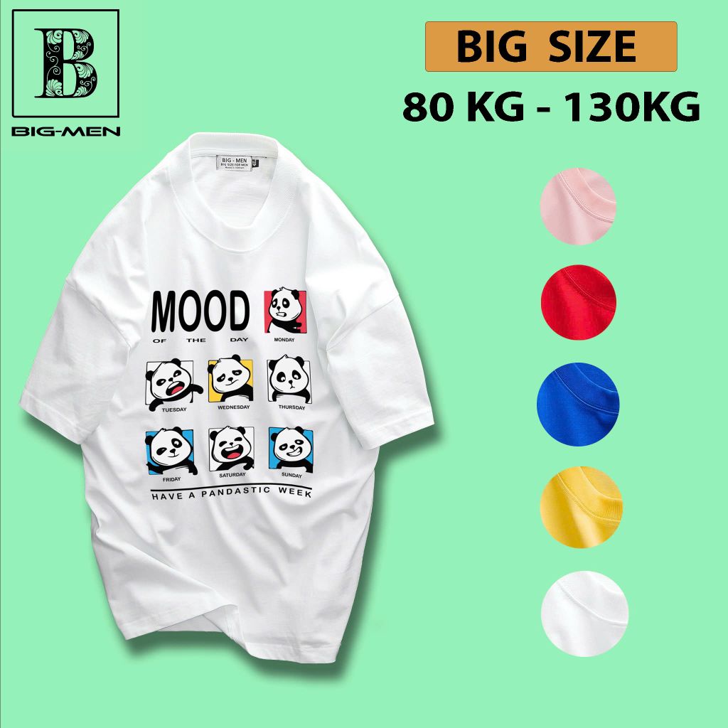 Bigmen.Bigsizemen - Áo thun chất vải cotton in hình dễ thương Gấu Mood bigsize nam 45- 135 kg