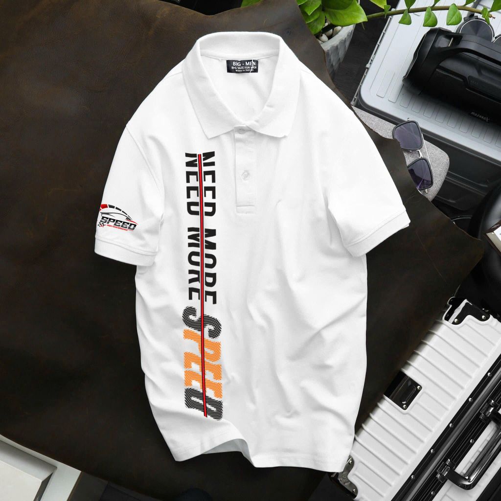 [Bigmen.Bigsizemen] Áo thun polo chất cotton in chữ SPEED độc đáo bigsize nam 85- 135 kg