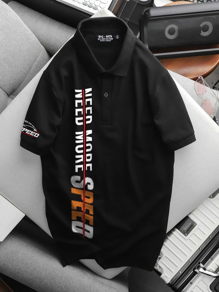 [Bigmen.Bigsizemen] Áo thun polo chất cotton in chữ SPEED độc đáo bigsize nam 85- 135 kg