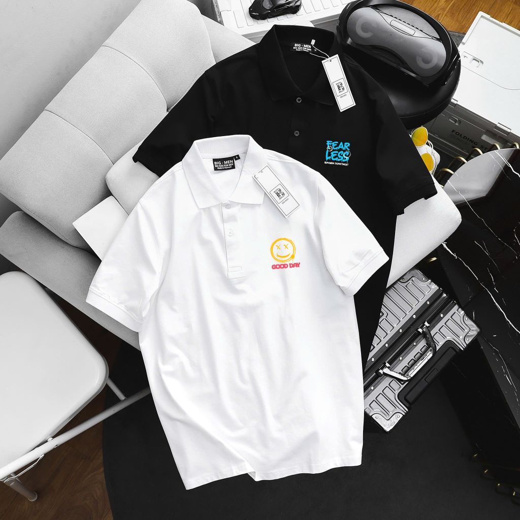[Bigmen.Bigsizemen] Áo thun polo chất cotton in chữ thời trang độc đáo bigsize nam 85- 135 kg