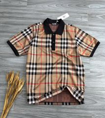 Big Men- Áo thun polo chất vải umi caro vàng phối trụ đen thời trang bigsize nam 85- 135 kg