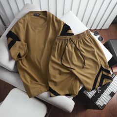 Set bộ chất vải cotton màu vàng thời trang bigsize nam 85- 135 kg