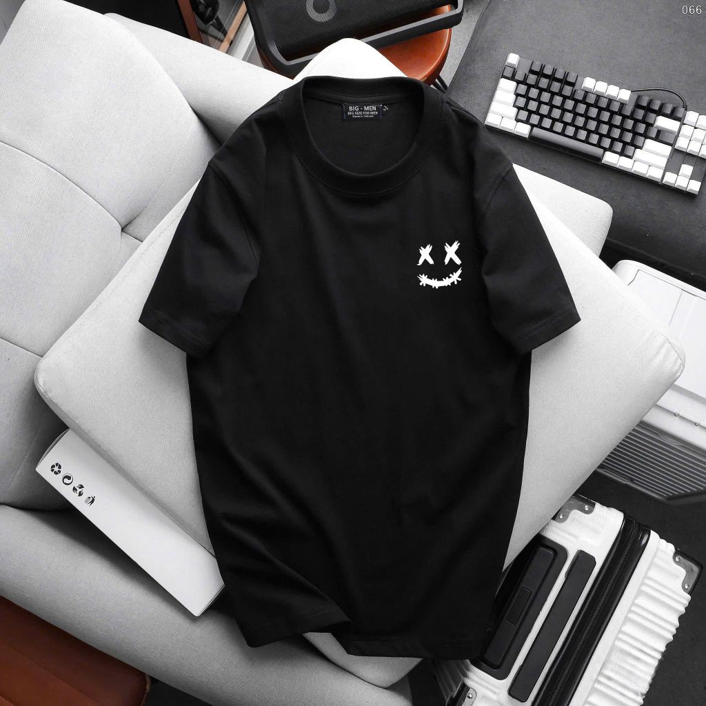 Big Men- Set bộ quần áo vải cotton in Mặt cười cá tính bigsize 80- 135 kg