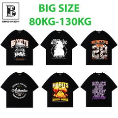 [Bigsizemen] Áo thun chất cotton màu đen in hình độc đáo bigsize nam 45- 135 kg