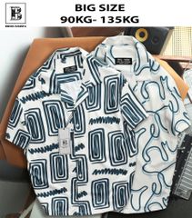[Bigmen.Bigsizemen] Áo sơ mi tay ngắn cổ đăng/ cổ vest họa tiết mùa hè bigsize nam< 140 kg