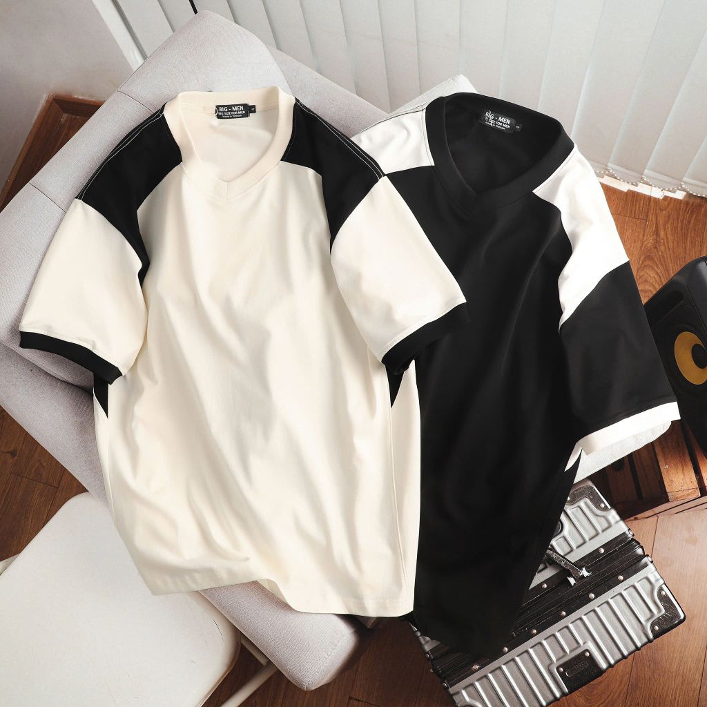 Áo thun cotton phối nách sườn bigsize nam 85-130kg
