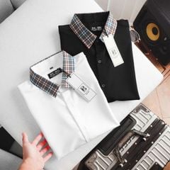 [Big Men] Áo sơ mi tay ngắn chất vải mango phối cổ caro sang trọng thời trang bigsize nam 80- 130 kg- Mã 14