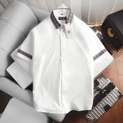 [Big Men] Áo sơ mi tay ngắn chất vải mango phối cổ caro sang trọng thời trang bigsize nam 80- 130 kg- Mã 14
