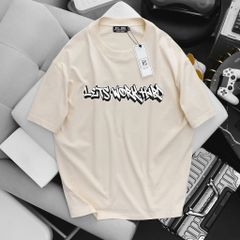 [Big Men] - Áo thun chất vải cotton màu kem in hình Let's work hai mặt thời trang bigsize nam 85- 135 kg