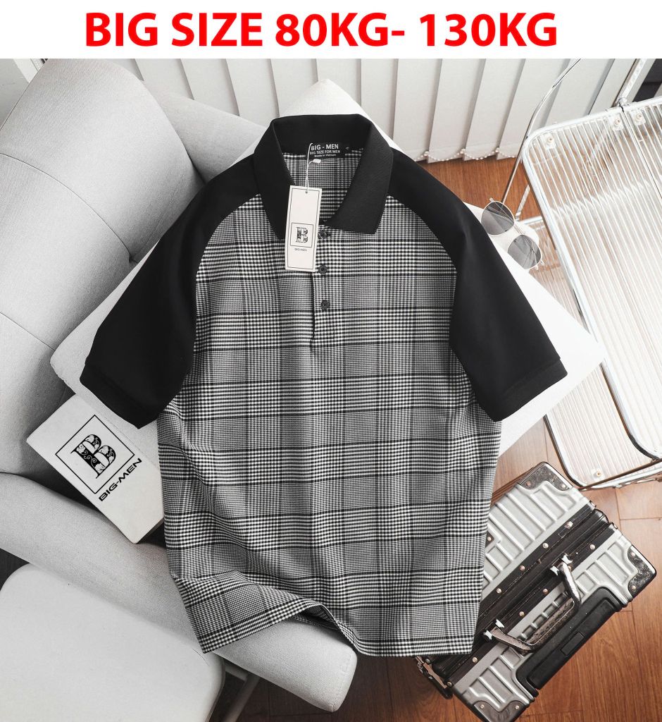 Áo thun polo umi caro phối đen bigsize nam 85-135kg