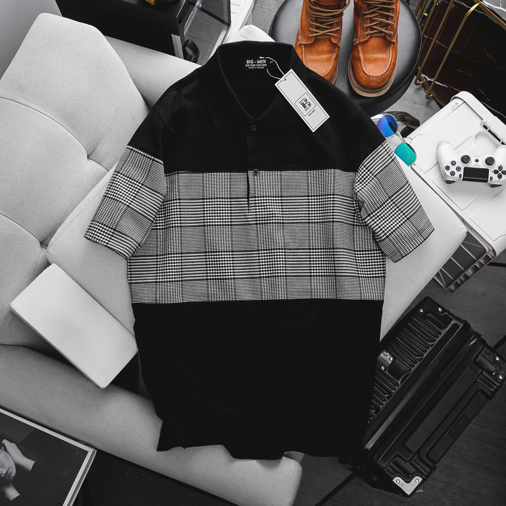 Set bộ polo chất vải umi phói caro thời trang bigsize nam 85- 130 kg