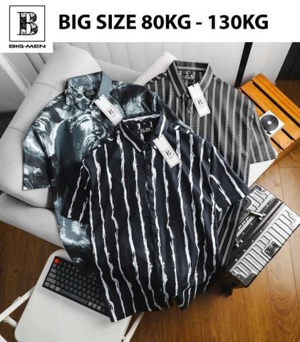 [bigsizemen] Áo sơ mi tay ngắn họa tiết bigsize nam cỡ đại 140kg