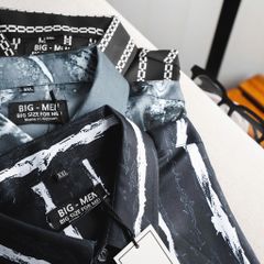 [bigsizemen] Áo sơ mi tay ngắn họa tiết bigsize nam cỡ đại 140kg