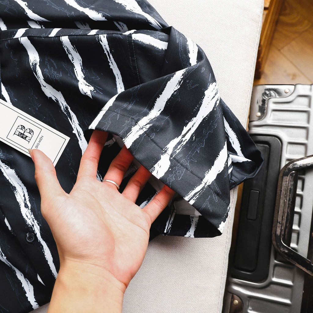 [bigsizemen] Áo sơ mi tay ngắn họa tiết bigsize nam cỡ đại 140kg