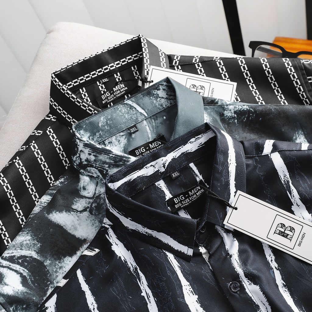 [bigsizemen] Áo sơ mi tay ngắn họa tiết bigsize nam cỡ đại 140kg