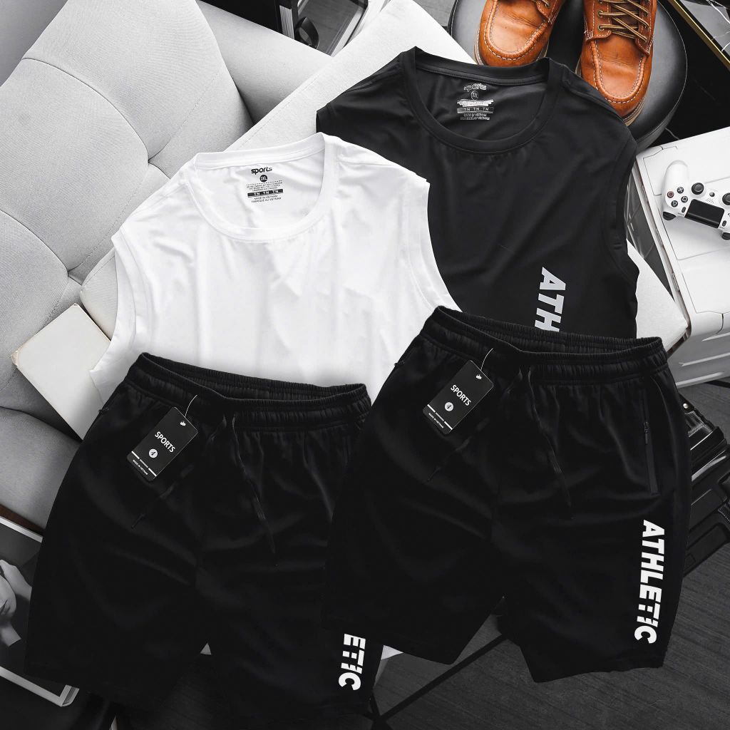 [ Big Men] Set bộ ba lỗ thể thao chất vải thun lạnh in thời trang bigsize nam 60- 135 kg_ Ath