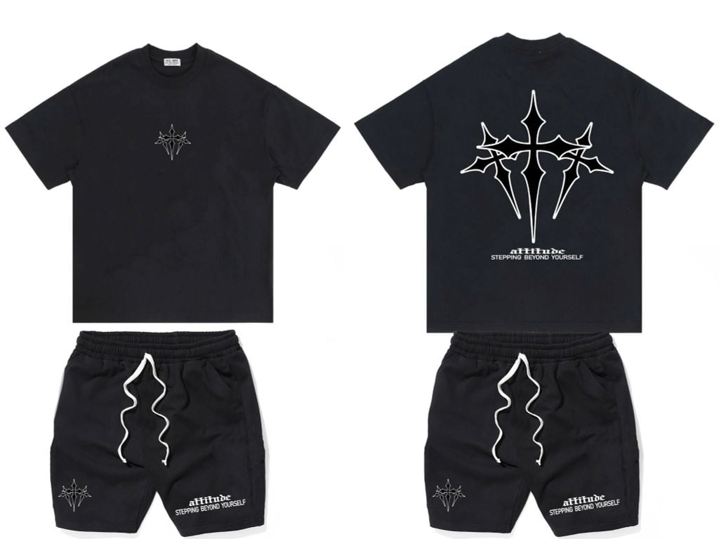 [ Big Men] Set bộ quần áo cotton in chữ thập 2 mặt độc đáo bigsize nam 75- 135 kg.