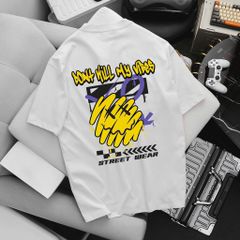 [ Big Men] Áo thun cotton màu trắng in mặt cười My Vibes thời trang bigsize nam 55- 135 kg.